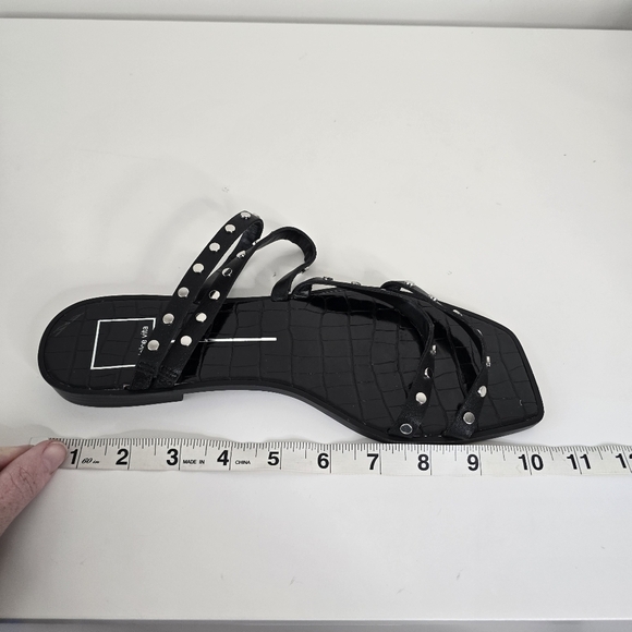 Dolce Vita Black Izabel Studded Strappy Flat Sandals Size 10 Square Toe - Picture 10 of 11
